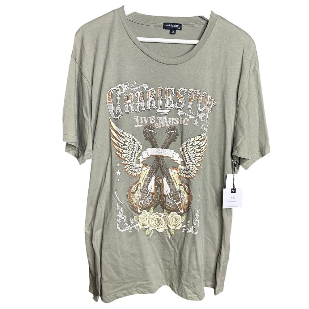 Originality Charlestone Live Music Short Sleeve T-Shirt womens Size Medium NWT